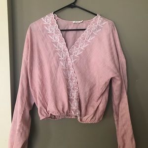 pink long sleeve crop top